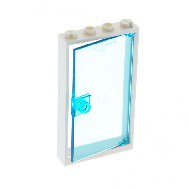 1x Lego Tür Rahmen weiß 1x4x6 Scheibe transparent hell blau Griff 60616 60596
