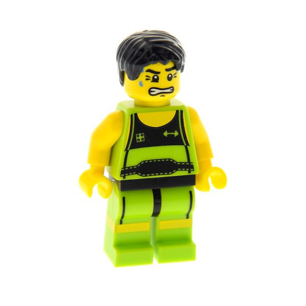 1x Lego Minifiguren Serie 2 Gewichtheber hell grün col026