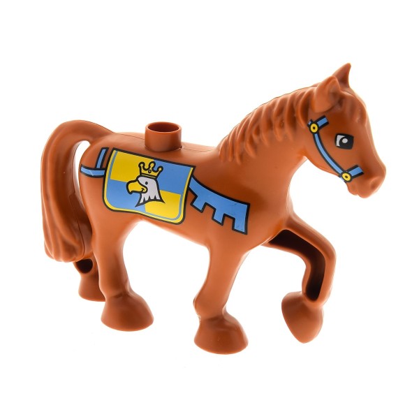1x Lego Duplo Tier Pferd B-Ware abgenutzt dunkel orange Stute Hengst 1376pb04