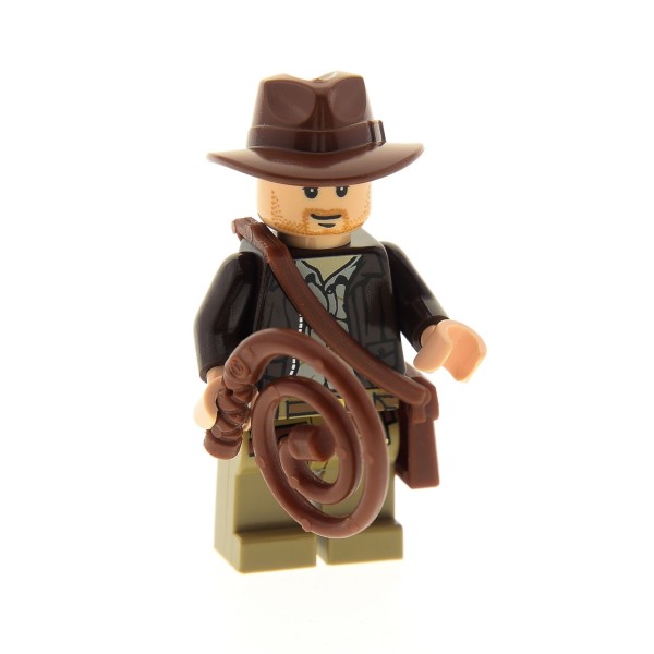 1 x Lego System Figur Indiana Jones Torso dunkel braun mit Hut Ferora Tasche Peitsche 7627 7622 7628 61975 61976 61506 973pb0131c01 iaj001