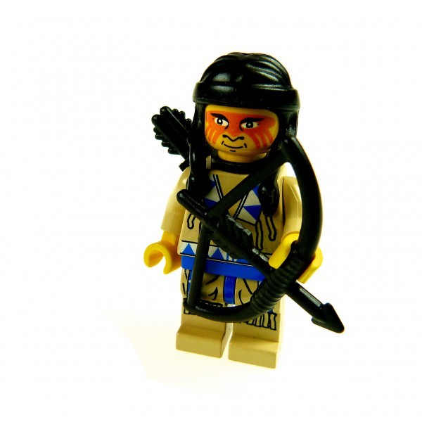 1 x Lego System Figur Indianer beige blau Western Wild West Pfeil und Bogen schwarz ww016 Set 6746 6748 6763 6733 