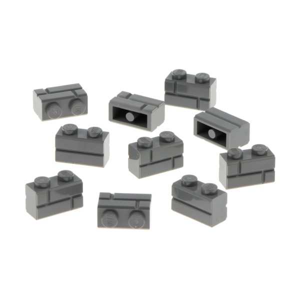 10x Lego Bau Stein modifiziert 1x2x1 neu-dunkel grau Ziegel 6000311 98283