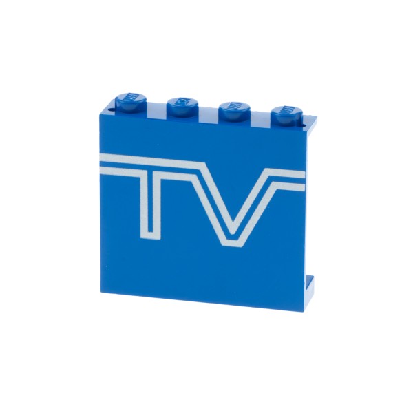 1x Lego Panele 1x4x3 blau Wand bedruckt TV Logo Classic Town 6661 4215ap09