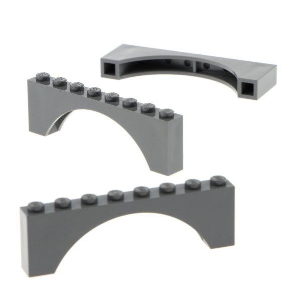 3x Lego Bogenstein 1x8x2 neu-dunkel grau Bögen rund Bogen Brücke 4220973 3308