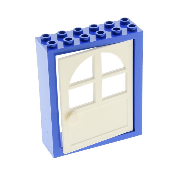 1x Lego Tür Rahmen 2x6x6 blau Türblatt weiß gebogen Freestyle Haus 600 6235c01