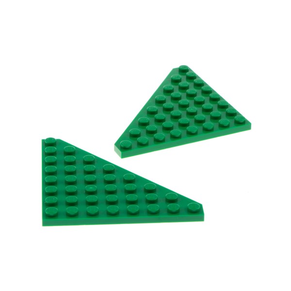 2x Lego Keil Bau Platte 8x8 grün Dreieck Flügel schräg 6096714 30504