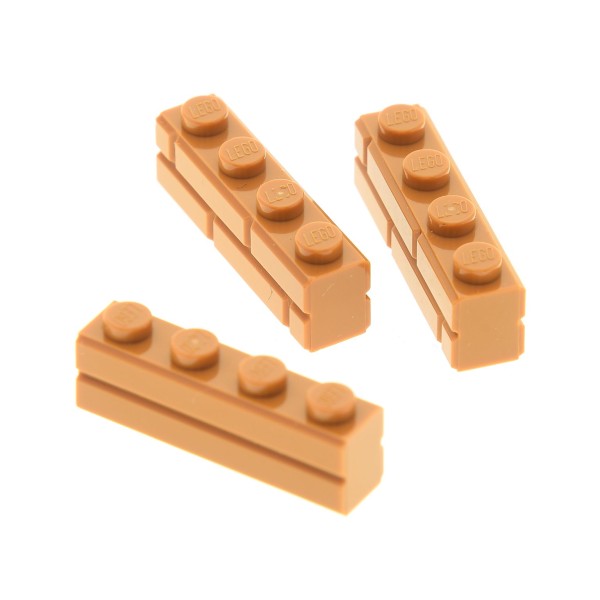3x Lego Bau Stein modifiziert 1x4x1 hell nougat Ziegel Mauerwerk Profil 15533