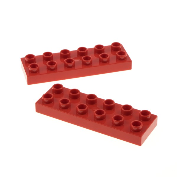 2x Lego Duplo Bau Platte 2x6 rot Grundplatte Stein Haus 4651779 98233