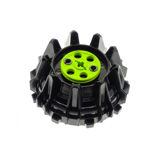 1x Lego Rad schwarz Plastik Bohrkopf Riemenscheibe Spikes grün 4538782 4185 64712