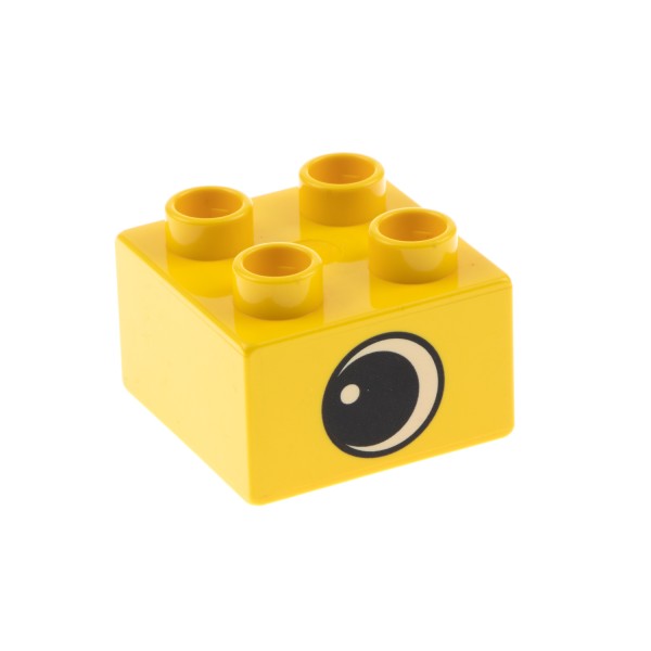 1x Lego Duplo Bau Motivstein gelb bedruckt Auge weiß umrandet schwarz 3437pe1