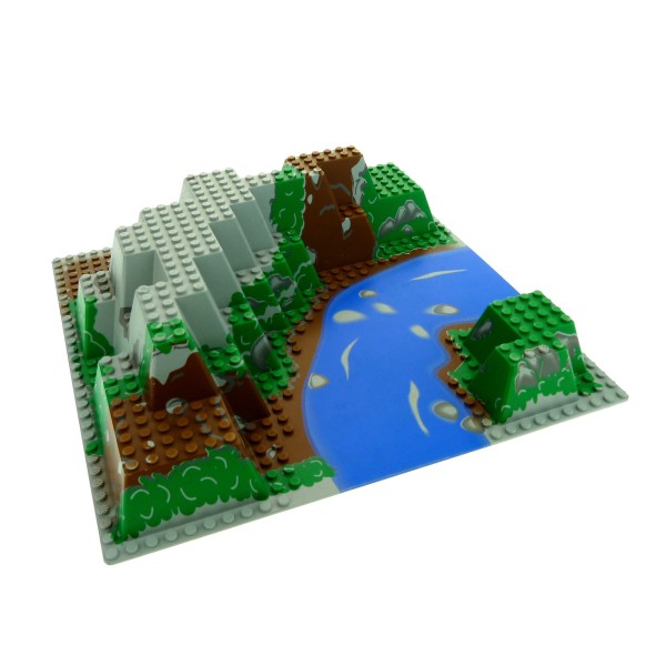 1 x Lego System 3D Bau Platte grau grün blau braun 32x32 Noppen 3 D mit Fluss Felsen 6584 6024px5