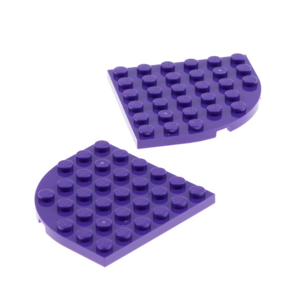 2x Lego Bau Platte Ecke rund 6x6 dunkel lila Disney 6022021 6003