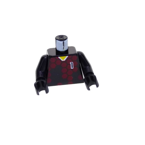 1 x Lego System Torso Oberkörper Figur Mann Fussball Spieler Sports Soccer schwarz bedruckt Nr 1 Arme Hand schwarz für soc055 973pb0165c01