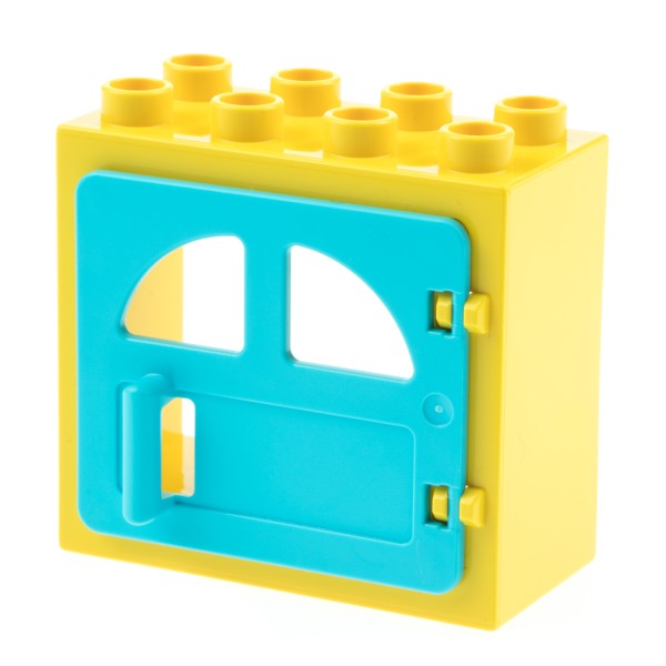 1x Lego Duplo Fenster Rahmen klein 2x4x3 gelb Tür 1x4x3 azure blau 18816 61649