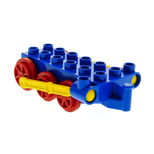 1x Lego Duplo Schiebe Lok Unterbau B-Ware abgenutzt blau rot mit Steg 4580c01