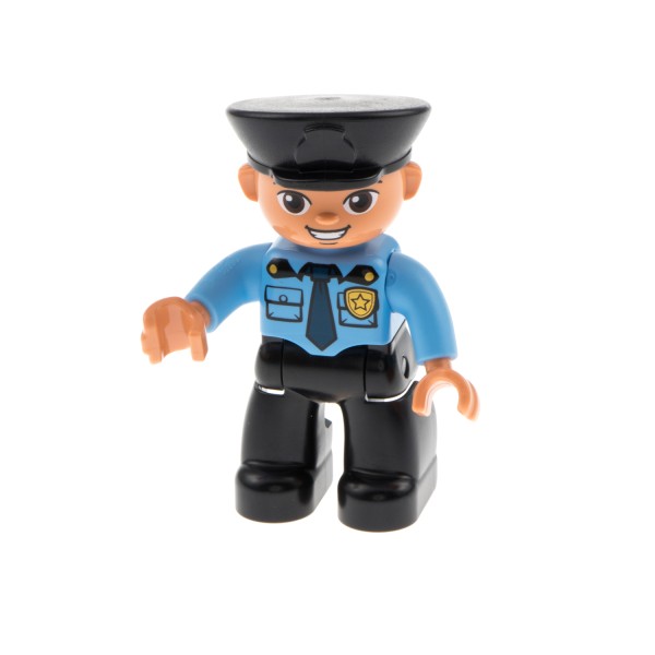 1x Lego Duplo Figur Mann schwarz Hemd blau Krawatte Polizist 47394pb169a