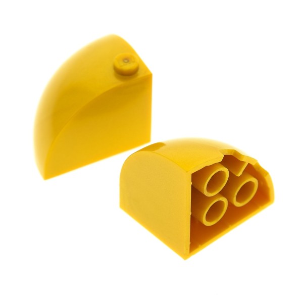 2x Lego Stein perl gold 3x3x2 Bau Stein rund Ecke viertel Dachstein 88293