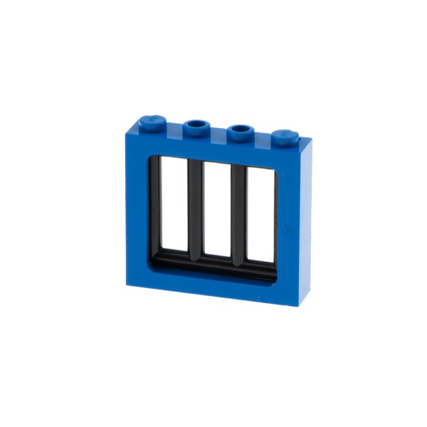 1x Lego Fenster Rahmen 1x4x3 blau Gitter schwarz Haus Zug Auto 6016 6556