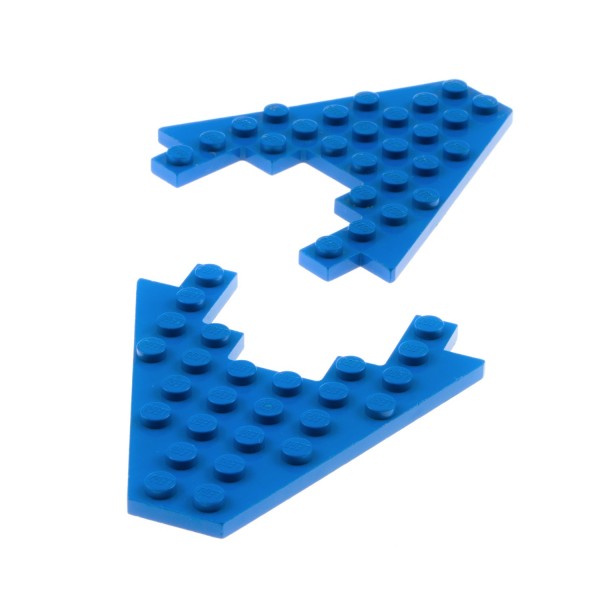 2x Lego Keil Flügel Bau Platte 8x8 B-Ware abgenutzt blau mit Ausschnitt 6104