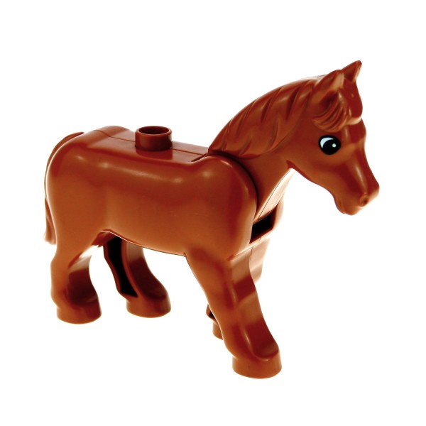 1x Lego Duplo Tier Pferd B-Ware abgenutzt dunkel orange Stute horse02c01pb08