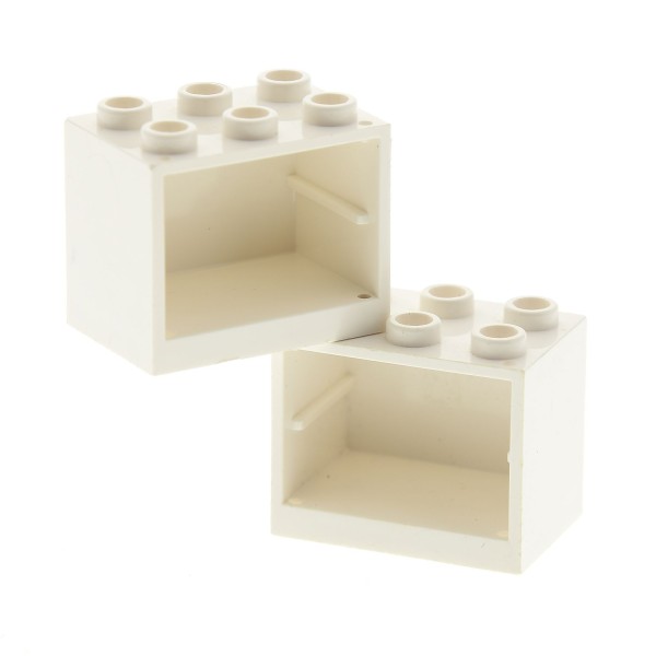 2x Lego Schrank Gehäuse weiß 2x3x2 ohne Tür Kiste Noppen leer 4258385 4532