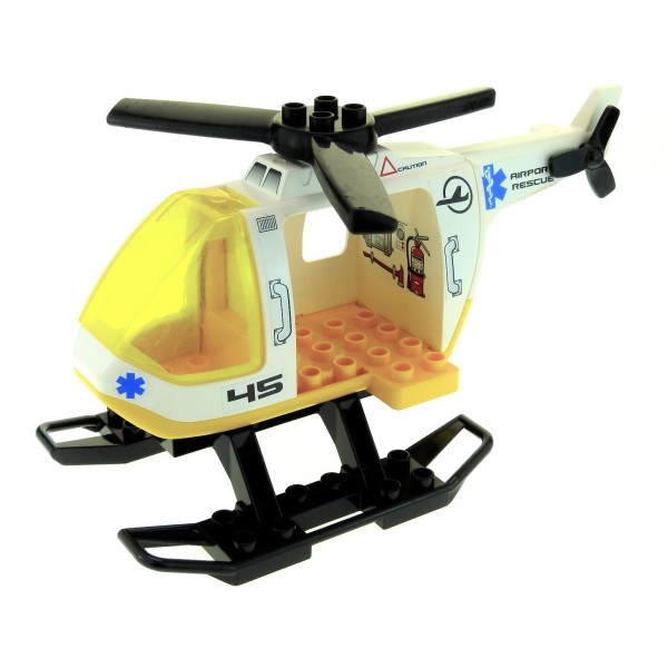 1x Lego Duplo Hubschrauber B-Ware abgenutzt weiß Rescue 52932 6345 6343pb05