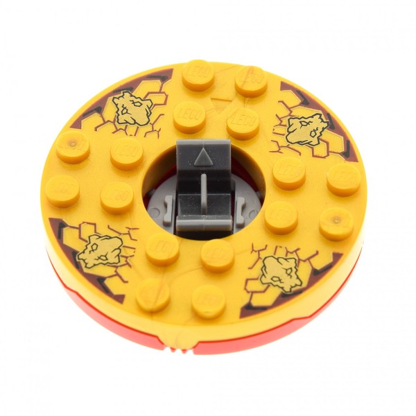 1 x Lego System Ninjago Spinner rund gewölbt 6x6 rot perl gold Stein Gesicht Element Erde mit Gleitstein Set 2520 2170 bb493c04pb03