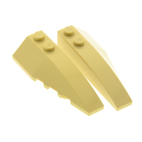 2 x Lego System Set 1 Paar Keil Bau Stein Wedge 6 x 2 6x2 beige tan rechts / links Set 7298 7477 4884 4160104 4160126 41747 41748