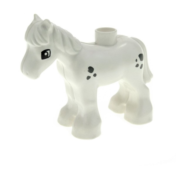 1x Lego Duplo Tier Pferd Fohlen weiß klein Flecken grau Schimmel horse03c01pb03