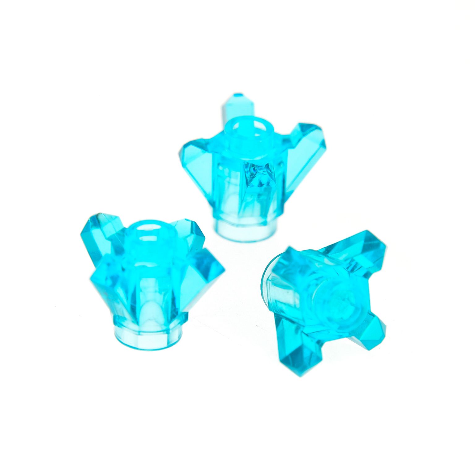 Lego 5 blau-mittel-transparente Kristalle mit 5 Zacken neu rar 