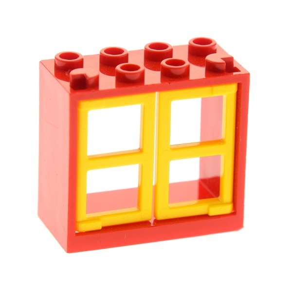 1x Lego Fenster rot 2x4x3 Scheibe Fensterläden gelb 4528136 60608 4528164 60598