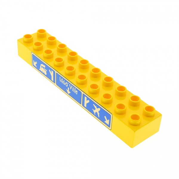 1x Lego Duplo Bau Stein 2x10 gelb Ville Bahnhof Flughafen 4581704 2291pb03