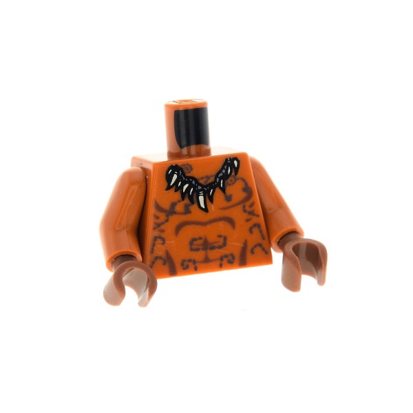 1 x Lego System Figur Torso Oberkörper Indiana Jones - Der Kristallschädel Ugha Krieger Torso dunkel orange Zahn Halskette Tattoos Warrior iaj015 iaj016 7627 973pb0469c01