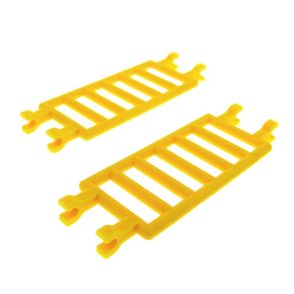 2x Lego Zaun 7x3 gelb mit 4 Clip Gatter Zäune Leiter Scharnier Tor 4106577 30095