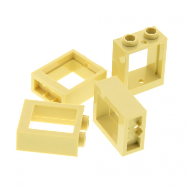 4x Lego Fenster Rahmen 1x2x2 beige ohne Scheibe Haus 6382045 79128 60592