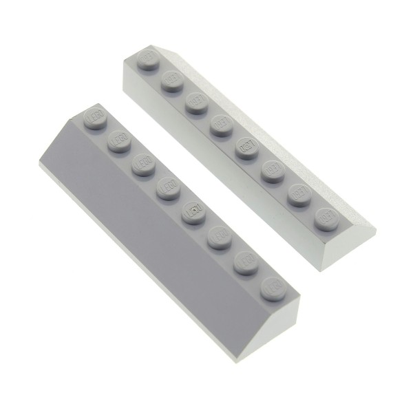 2x Lego Dachstein 45° 2x8x1 neu-hell grau Ziegel schräg Stein 4509914 4445