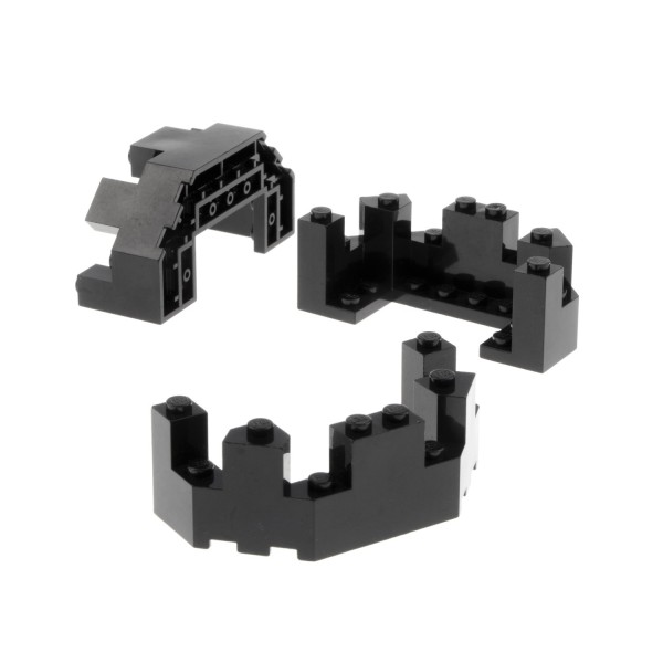 3x Lego Burg Zinne 4x8x2 1/3 schwarz Mauer Ecke Turm Stein Spitzen 4271753 6066