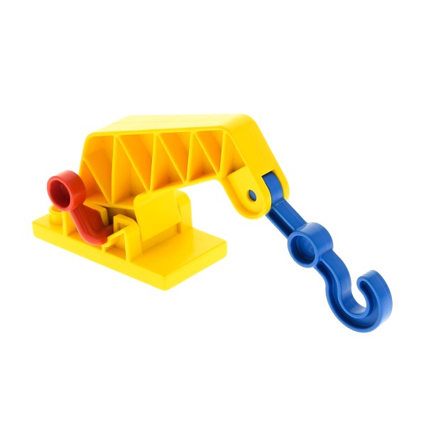 1x Lego Duplo Kran Arm beweglich B-Ware abgenutzt 2x4 gelb Hebel Haken 4659c01