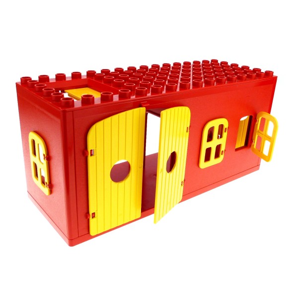 1 x Lego Duplo Gebäude Scheune rot gelb 6x16x6 gross Haus Bauernhof Stall Puppenhaus Fenster Tür Tor Set 2655 4808 4807 bb265 4802 4800