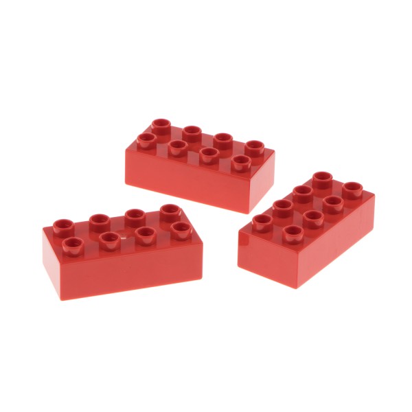 3x Lego Duplo Bau Stein B-Ware abgenutz rot 2x4 Basic 4290074 31459 3011