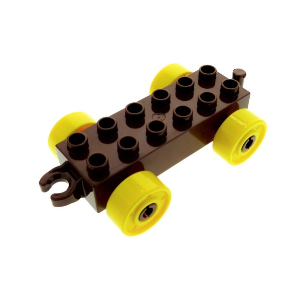 1x Lego Duplo Anhänger 2x6 reddish braun Reifen gelb Schiebe Zug 11248c01