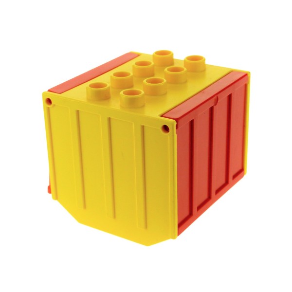 1x Lego Duplo Eisenbahn Aufsatz gelb rot Zug Container Güter Klappe 6395 6396