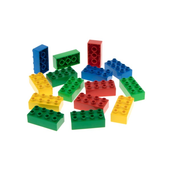 15x Lego Duplo Bau Stein B-Ware abgenutzt 2x4x1 blau rot gelb grün 31459 3011