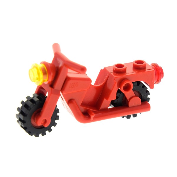 1x Lego Motorrad rot Bike Rad Motorcycle Räder Scheinwerfer rot gelb 6366 x81c01