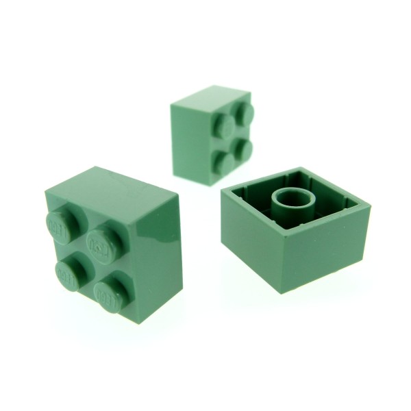 3 x Lego System Bau Stein sand grün 2x2 Basis Basic Brick für Set 3450 7194 79018 3003
