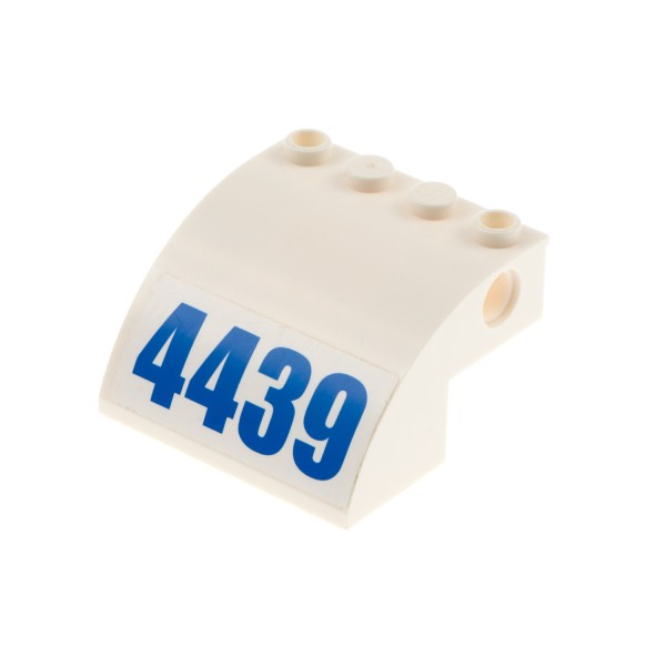 1x Lego Flugzeug Dach Rumpf 4x4x2 creme weiß Sticker 4439 blau 61487pb03