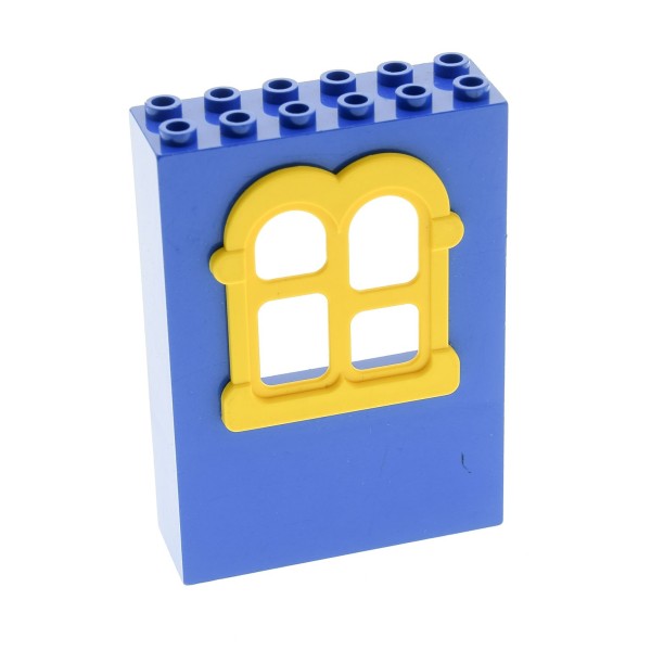 1x Lego Fabuland Fenster 2x6x7 B-Ware abgenutzt blau gelb Fensterkreuz x637c02