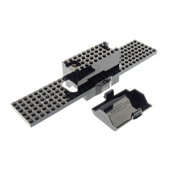 1 x Lego System Electric Motor 9V schwarz Platte Fahrgestell 6x30 mit Batterie Deckel Schalter rot ohne Batteriefach Eisenbahn ICE Zug geprüft für Set 7898 55457 55455 