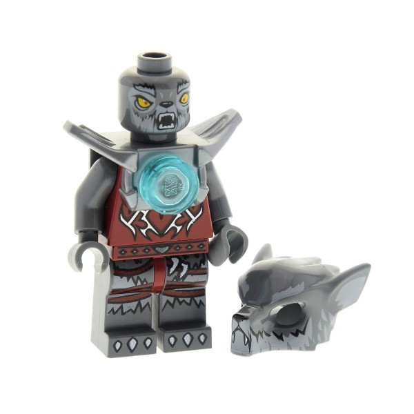 1 x Lego System Figur Legends of Chima Wolf Wakz mit Rüstung Torso dunkel rot 70004 70009 11233pb02 973pb1351c01 loc008
