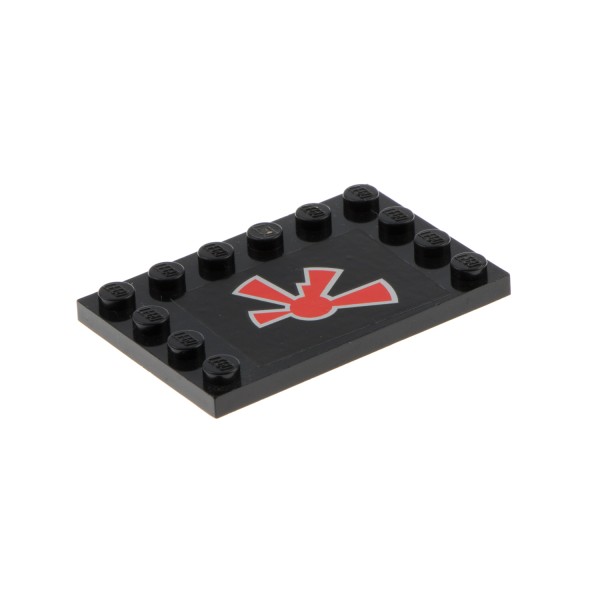 1x Lego Fliese modifiziert 4x6 schwarz Sticker Star Wars 75018 6180pb072